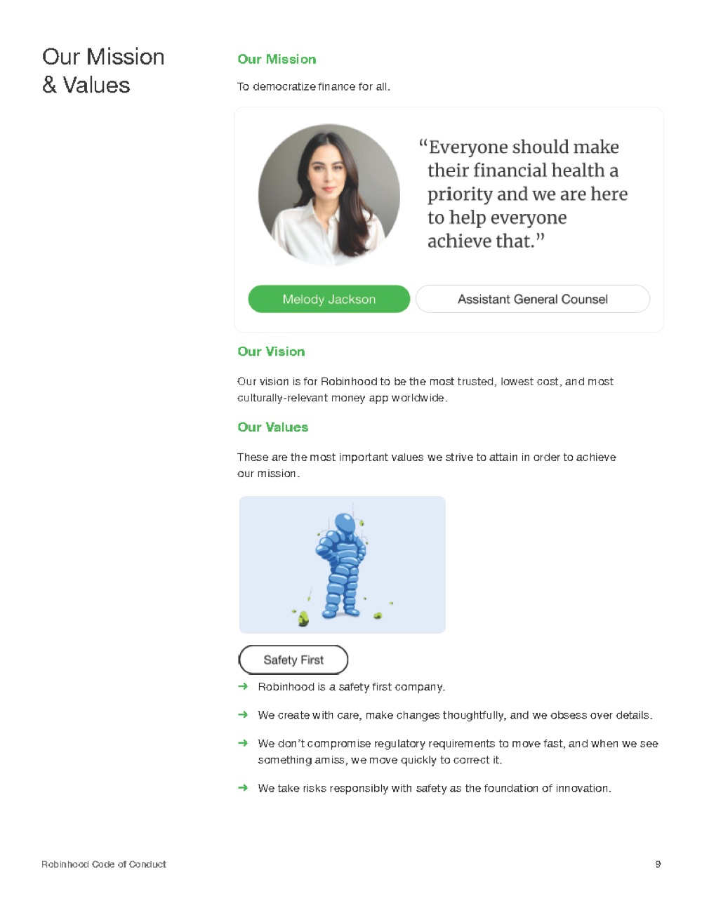 Robinhood Code of Conduct 2024 page