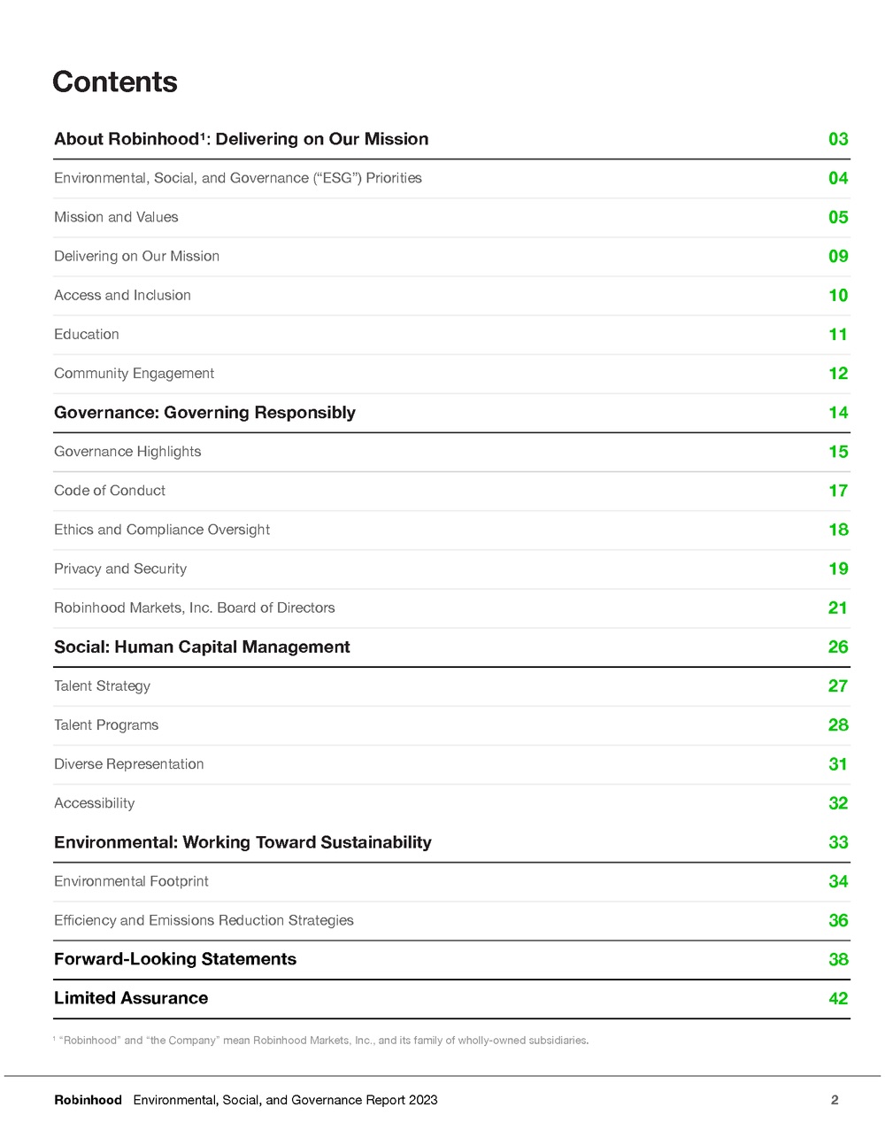 Robinhood FY23 ESG Report page