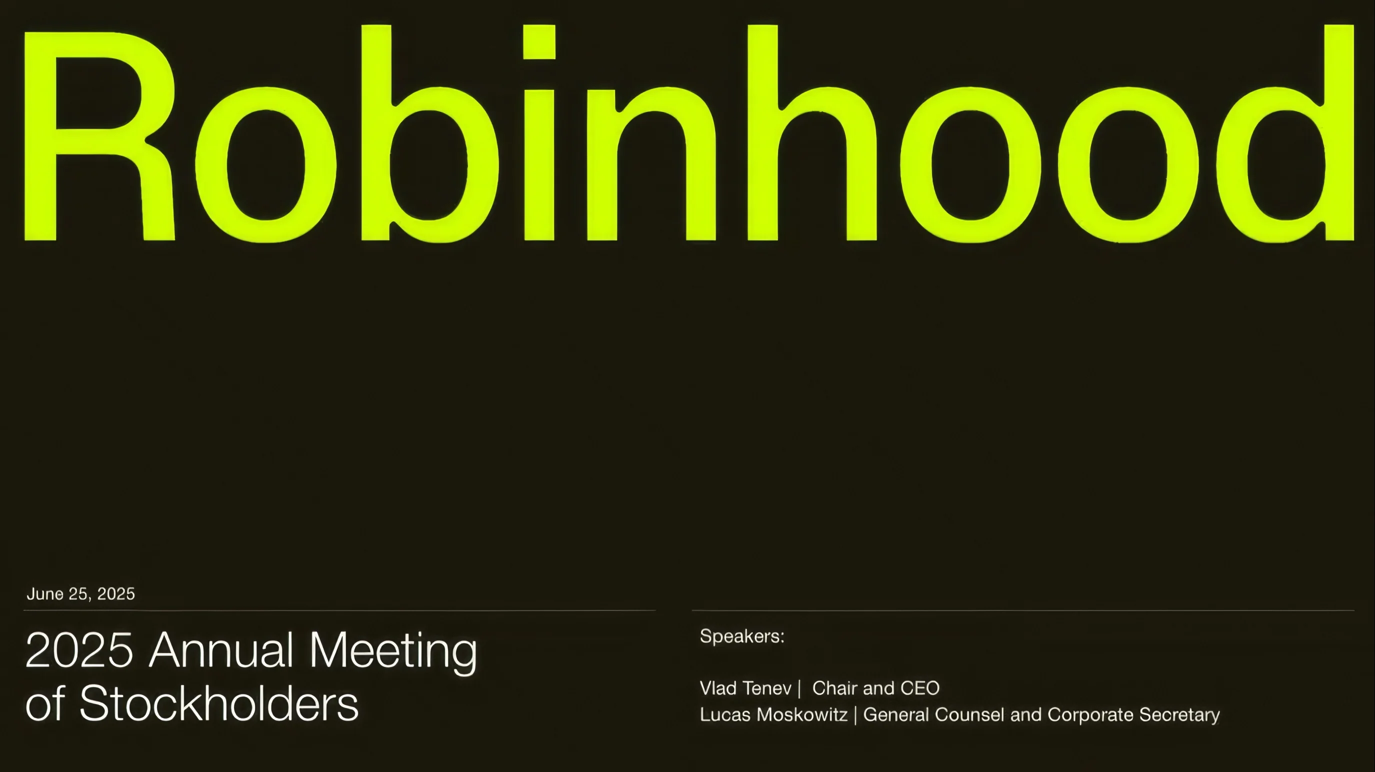 Robinhood 2025 Annual Meeting of Stockholders